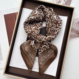 Luxury Women's Vintage Versatile Thin Satin Scarf Floral Print Hairband Spring Small Square Scarf for Tying Hair And Bags