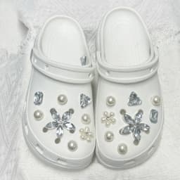16PCS Floral Pearl Shoe Charms for Garden Shoes Decorations Set Women Elegant Accessories Wedding Beach Party DIY Slipper Decor