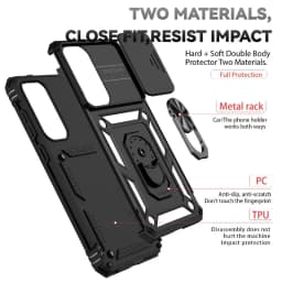 Stand Rotating Slide Camera Lens Military Grade Armor Case For Samsung S25 S24 S23 S22 S21 FE S20 Plus Note 20 Ultra M53 M33 A34