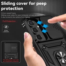 Stand Rotating Slide Camera Lens Military Grade Armor Case For Samsung S25 S24 S23 S22 S21 FE S20 Plus Note 20 Ultra M53 M33 A34