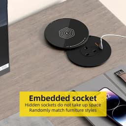 Desktop Embedded Socket EU US UK Universal Socket With USB TYPE-C Charging Hidden Countertop Rotating Plug With 80cm Power Cord