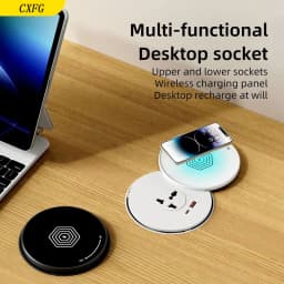 Desktop Embedded Socket EU US UK Universal Socket With USB TYPE-C Charging Hidden Countertop Rotating Plug With 80cm Power Cord