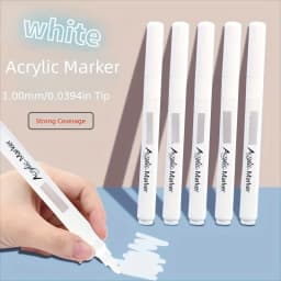 19Pcs Bulk White Acrylic Markers - Fast-Drying Waterproof Ink, Odorless Low-Mess Tip for DIY Coloring, Drawing, Labeling, Fabric