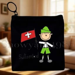 Zurich Switzerland Country Map Flag Swiss Girl Cute Canvas Coin Purse Bags Small Square Key Storage Cotton Card Bag Wallet Pouch