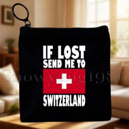 Zurich Switzerland Country Map Flag Swiss Girl Cute Canvas Coin Purse Bags Small Square Key Storage Cotton Card Bag Wallet Pouch