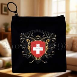 Zurich Switzerland Country Map Flag Swiss Girl Cute Canvas Coin Purse Bags Small Square Key Storage Cotton Card Bag Wallet Pouch