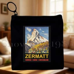 Zurich Switzerland Country Map Flag Swiss Girl Cute Canvas Coin Purse Bags Small Square Key Storage Cotton Card Bag Wallet Pouch