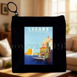 Zurich Switzerland Country Map Flag Swiss Girl Cute Canvas Coin Purse Bags Small Square Key Storage Cotton Card Bag Wallet Pouch