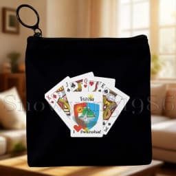 Zurich Switzerland Country Map Flag Swiss Girl Cute Canvas Coin Purse Bags Small Square Key Storage Cotton Card Bag Wallet Pouch