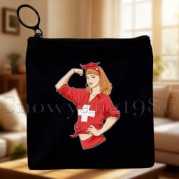 Zurich Switzerland Country Map Flag Swiss Girl Cute Canvas Coin Purse Bags Small Square Key Storage Cotton Card Bag Wallet Pouch