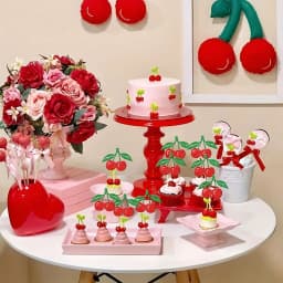 12/24pcs Cherry Cupcake Toppers Red Glitter Fruit Theme Sweet Cherry Cupcake Picks Cherry Theme Birthday Party Cake Decoration