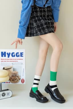 Retro Women's Socks Korean Style New Novelty Cotton Casual Mixed-Color Japanese Style AB Socks Women Striped Cotton Medium Socks