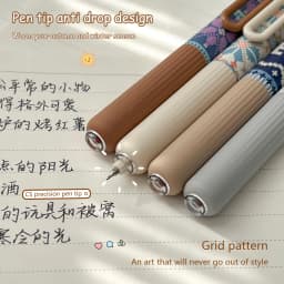 4 Retro Pocket Gel Pens 0.5mm Portable Quick-Dry Pens Stylish IG Style Office Signature Black Pens