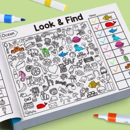 Kids Hidden Object Coloring Book with Find & Color 32 Pages - Interactive Seek & Color Activity Workbook for &, School, Home