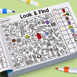 Kids Hidden Object Coloring Book with Find & Color 32 Pages - Interactive Seek & Color Activity Workbook for &, School, Home