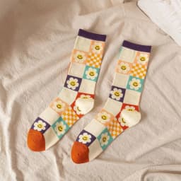 1/3/5 Pairs Sunflower Print Socks Women Mid-Calf French Style Cute Preppy Casual Fashion All Season Daily Wear EU 35-40 US 5-8