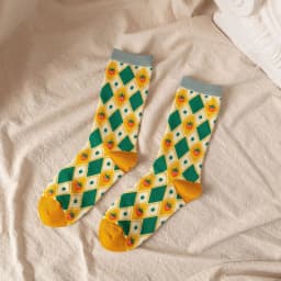 1/3/5 Pairs Sunflower Print Socks Women Mid-Calf French Style Cute Preppy Casual Fashion All Season Daily Wear EU 35-40 US 5-8