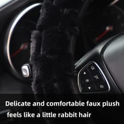 3D Artificial Rabbit Fur Steering Wheel Cover for Women Car Inner Ring Free 14.5-15 Inch Decorative Accessory