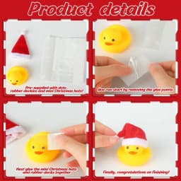 Christmas Rubber Ducks with Christmas Hats - Small, Yellow, Floating, Squeaky Bathtub Toys for Girls Boys Shower