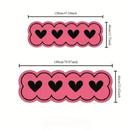 VIKAMA Pink Heart-Shaped Long Strip Floor Mat, Soft And Non-Slip Bedroom Bedside Carpet, Porch Path Carpet For Home Decoration