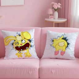 H-Happy Tree F-Friends N-Nutty Pillow Case Anti-dustmite Pillowcase Invisible Zipper Silky Short Plush Sofa Cushion Cover