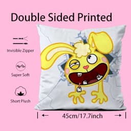 H-Happy Tree F-Friends N-Nutty Pillow Case Anti-dustmite Pillowcase Invisible Zipper Silky Short Plush Sofa Cushion Cover