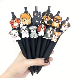 6Pcs/12Pcs Lively Dog Pattern Patch Pen Animal Dog Theme Press Ballpoint Pen Office and Learning Special Writing Pen