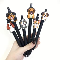 6Pcs/12Pcs Lively Dog Pattern Patch Pen Animal Dog Theme Press Ballpoint Pen Office and Learning Special Writing Pen