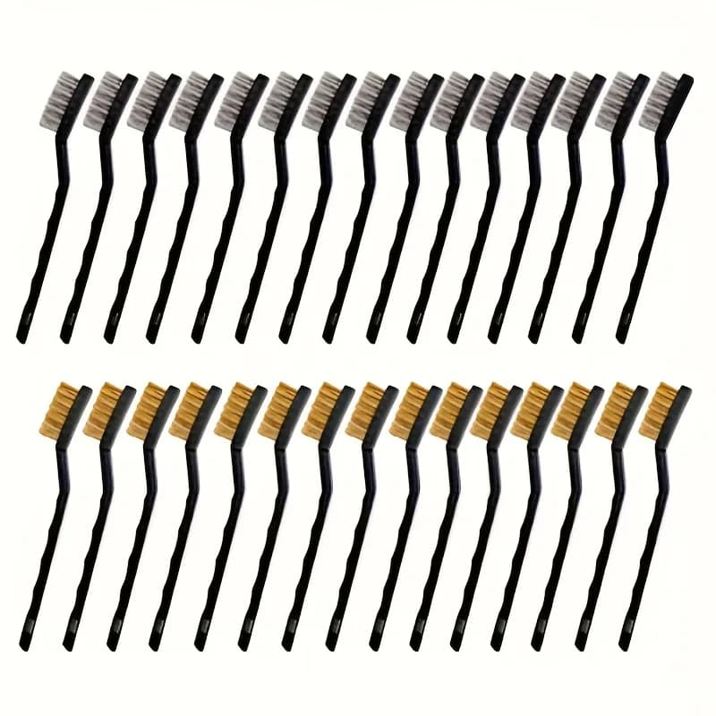 10/30pcs Stainless Steel Brass Wire Brush Set - Rust Removal & Welding Cleanup, Durable Bristles with Ergonomic Grip