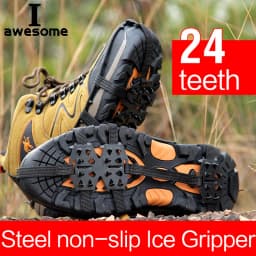 24 Ice Gripper Spike Grips Cleats For Snow Climbing Hiking шипы для обуви taca Teeth Ice Gripper For Shoes Women Men Crampons