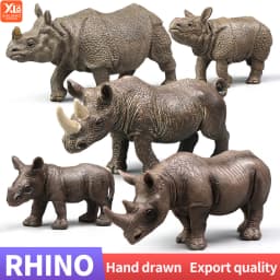 Simulation Wild Animal Model Rhino Indian Rhinoceros PVC Home Ornament Animal Educational Toy For Kids Gift