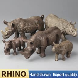 Simulation Wild Animal Model Rhino Indian Rhinoceros PVC Home Ornament Animal Educational Toy For Kids Gift
