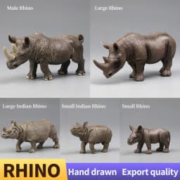 Simulation Wild Animal Model Rhino Indian Rhinoceros PVC Home Ornament Animal Educational Toy For Kids Gift