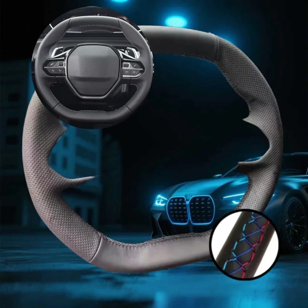Customized Car Steering Wheel Cover For Peugeot E-208 2020 508 208 3008 4008 5008 Car Accessories Hand-sewn Steering Wrap