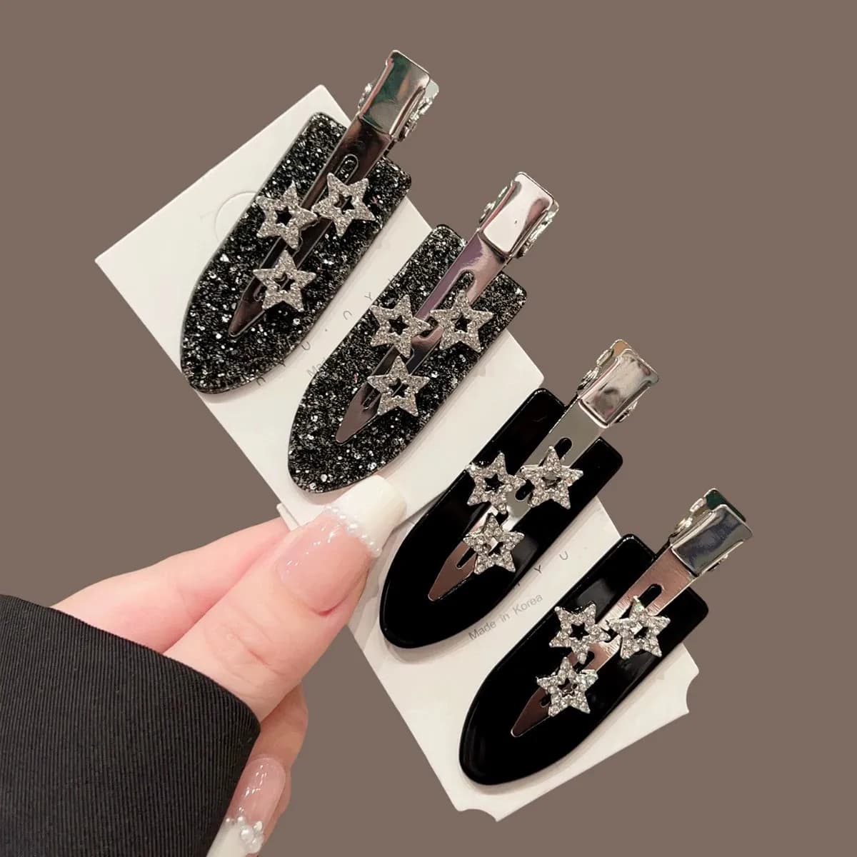 Korean Ins Style Hair Clip Glitter Diamond Stars Design Y2K Fashion Side Clip Bangs Hairpin Hair Accessories Headwear Metal Clip
