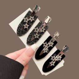 Korean Ins Style Hair Clip Glitter Diamond Stars Design Y2K Fashion Side Clip Bangs Hairpin Hair Accessories Headwear Metal Clip