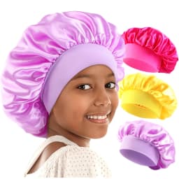 Kids Sleeping Cap Satin Night Sleep Cap Wide Band Elastic Turban Headwear Bonnet Hair Care Cap Infant Bonnet Toddler Hat