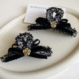 1pc Korean-style autumn and winter wool fabric hair clip, high-end metal camellia bow hair claw for the back of the head