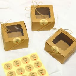 10/30/50Pcs Kraft Paper Open Window Gift Box Baking Cake Cup Favor Candy Packaging Boxes With Sticker Rope Wedding Party Decor