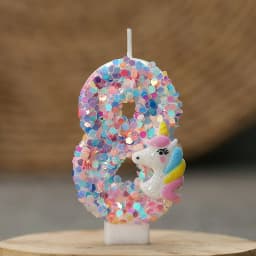 0-9 Number Birthday Candle,Happy Birthday Cake Candle， Unicorn Themed Party Supplies