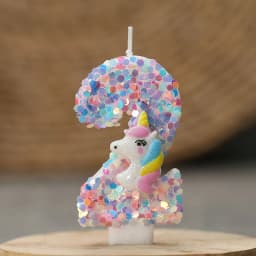 0-9 Number Birthday Candle,Happy Birthday Cake Candle， Unicorn Themed Party Supplies