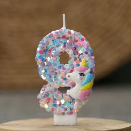 0-9 Number Birthday Candle,Happy Birthday Cake Candle， Unicorn Themed Party Supplies