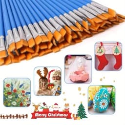 50Pcs Painting Brushes Set Art Round Flat Hair Nylon Hair Paint Brush for Oil Acrylic Watercolor