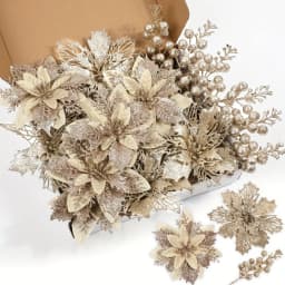 21Pcs Artificial Flowers Berry Bouquet Christmas Decoration Vase for Home Room Decor Fake Flowers Garland Ornament Accessories