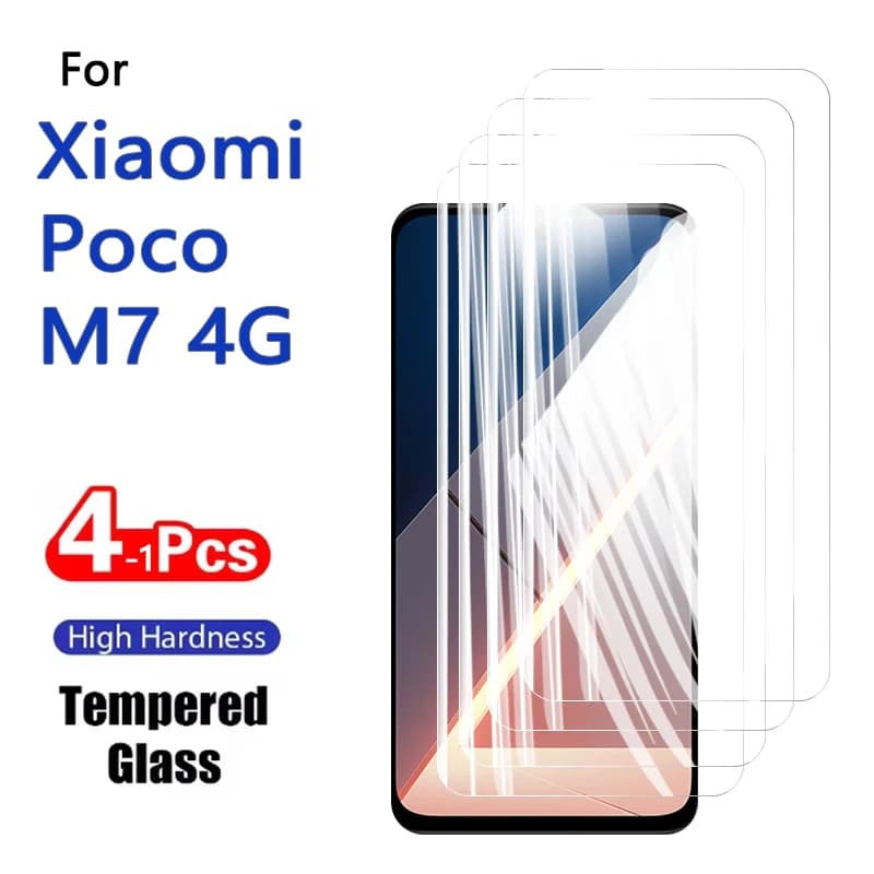 1-4PCS Screen Protector For Xiaomi Poco M7 4G M 7 Tempered Glass Crystal 9H High Aluminum Anti Scratch Case Friendly Fingerprint