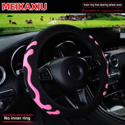 3D Diving Material Foam Steering Wheel Cover Fabric Rimless Design for 14.5-15 Inch Cars