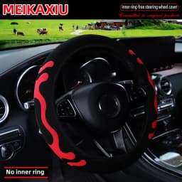 3D Diving Material Foam Steering Wheel Cover Fabric Rimless Design for 14.5-15 Inch Cars