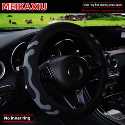 3D Diving Material Foam Steering Wheel Cover Fabric Rimless Design for 14.5-15 Inch Cars