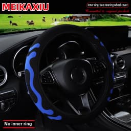 3D Diving Material Foam Steering Wheel Cover Fabric Rimless Design for 14.5-15 Inch Cars