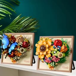 KNEW BUILT Innovative Building Block Flower 3D Photo Frame Ornament-Ideal DIY Decor,Gift for Girl,Wall Hanging & Educational Toy